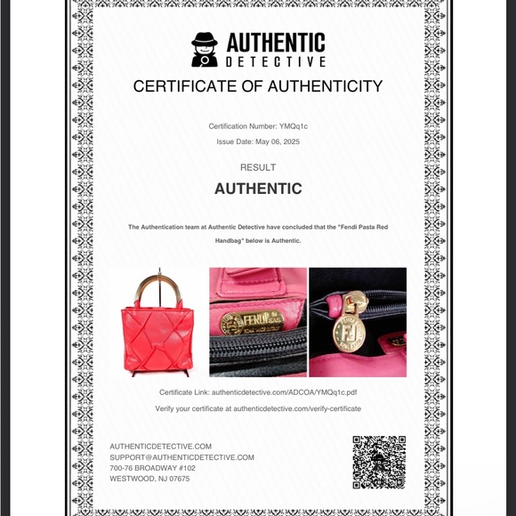 Fendi Pasta Red Leather Mini Handbag with COA EUC - Picture 4 of 17